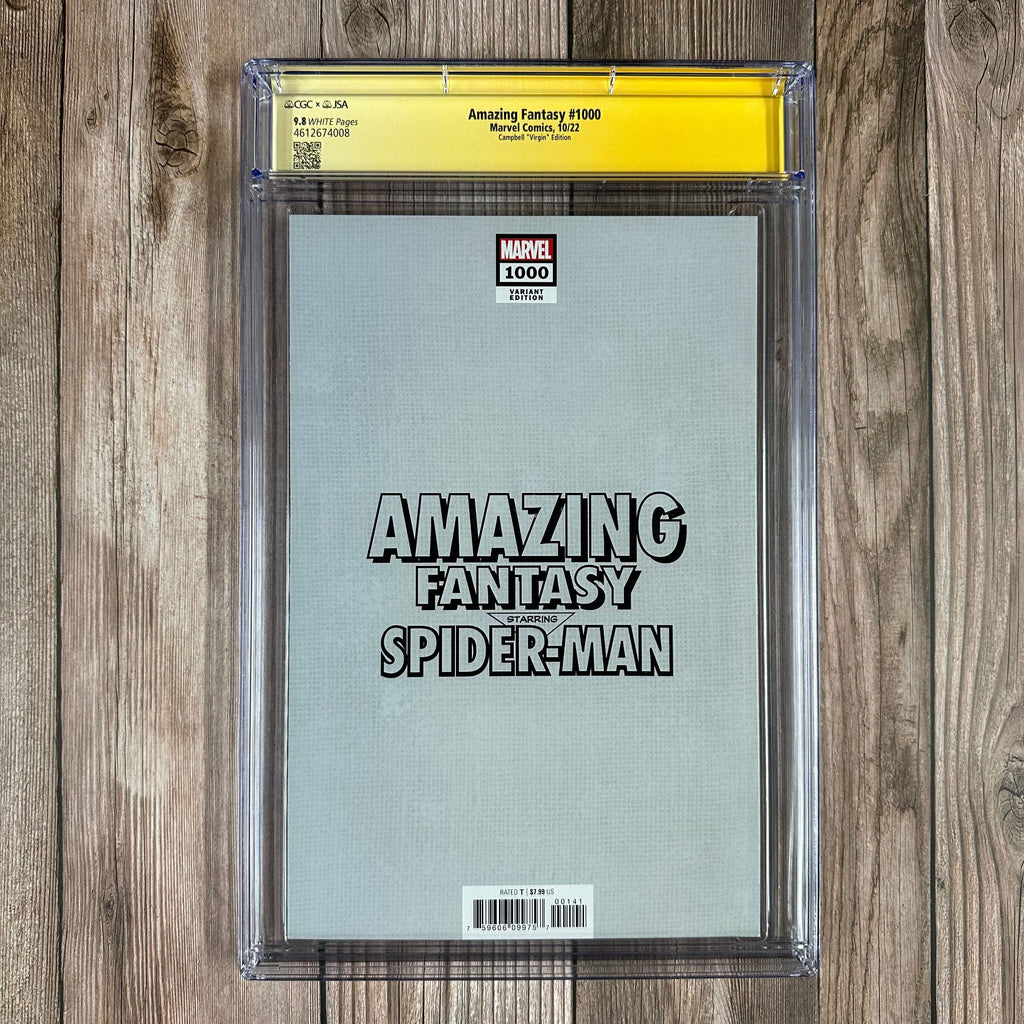 Bry's Comics Amazing Fantasy #1000 CGC 9.8 WP Authenticated Signature of J. Scott Campbell "Virgin" Edition 1:100 Campbell Variant Cover, 1st appearance of Conspiriton, reintroduction of the Witch Queen (cert:4008)