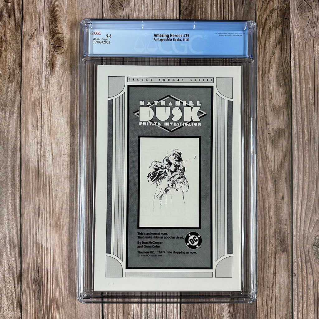 Bry's Comics Amazing Heroes #35 CGC 9.6 WP Preview sketch of Spider-Man's black costume (rear view) Dan Jurgens interview.