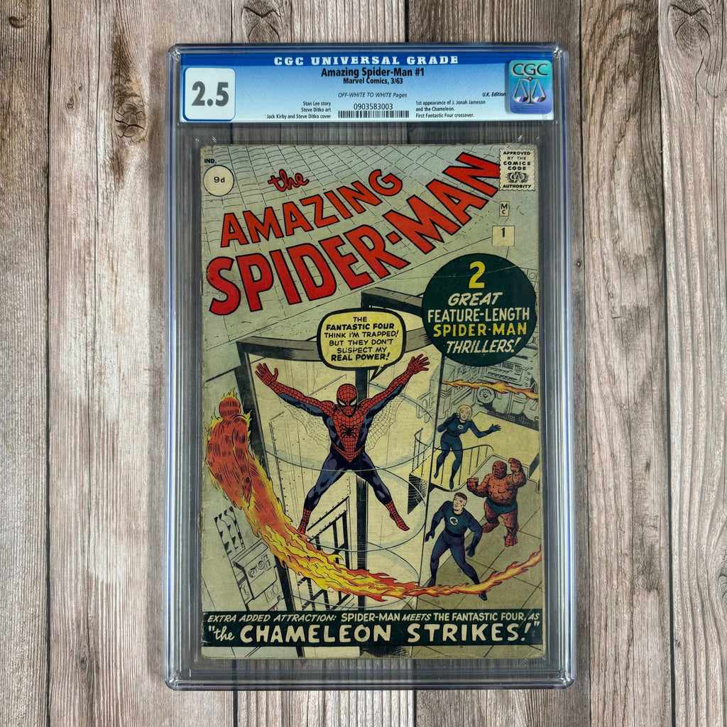Bry's Comics Amazing Spider-Man #1 CGC 2.5 U.K. Price Variant 2nd appearance of Spider-Man, 1st appearance of J. Jonah Jameson and Chameleon *Trade Avail.
