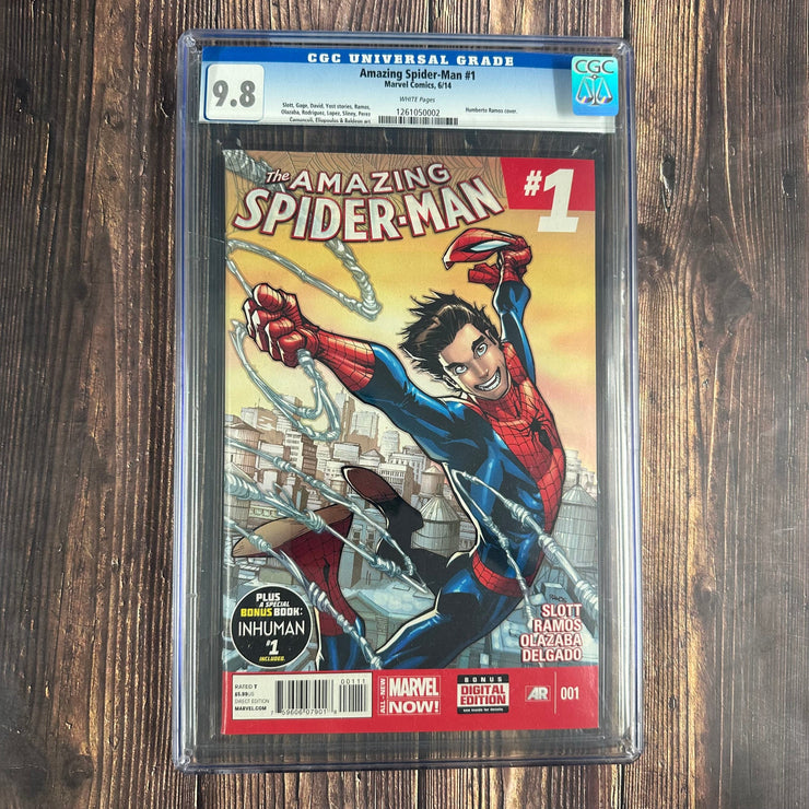 Bry's Comics Amazing Spider-Man #1 CGC 9.8 WP Cover by Humberto Ramos, 1st cameo appearance of Cindy Moon, 1st appearance of Clash