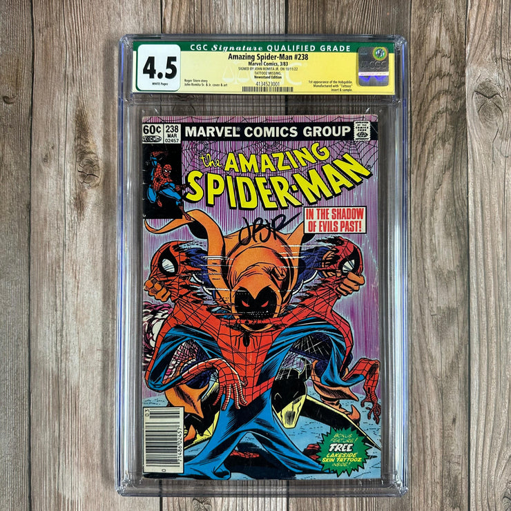 Bry's Comics Amazing Spider‑Man #238 CGC 4.5 WP Signature Qualified Grade (TATTOOZ MISSING), Signed by John Romita Jr. NEWSSTAND EDITION  (cert:3001)