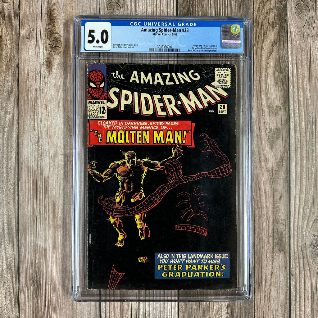 Bry's Comics Amazing Spider-Man #28 CGC 5.0 WP 1st appearance and origin of Molten Man, Peter Parker graduates from high school