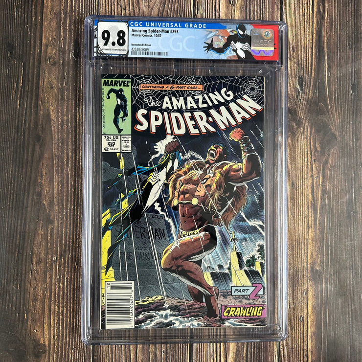 Bry's Comics * Amazing Spider-Man #293 CGC 9.8 Custom Label Kraven's Last Hunt story arc part 2 NEWSSTAND EDITION