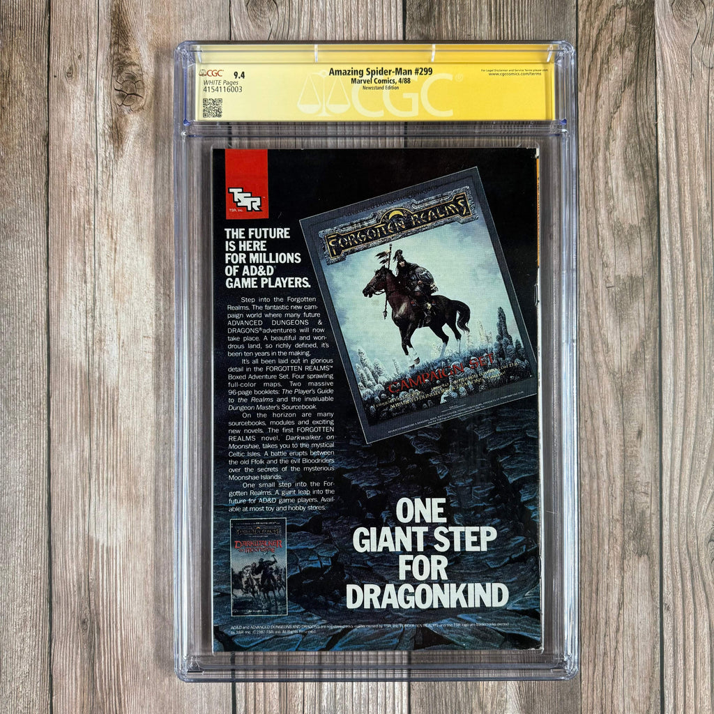 Bry's Comics Amazing Spider-Man #299 CGC 9.4 WP SS Signed by Todd McFarlane Newsstand Edition 2nd cameo appearance of Venom, NEWSSTAND EDITION (cert:6003)