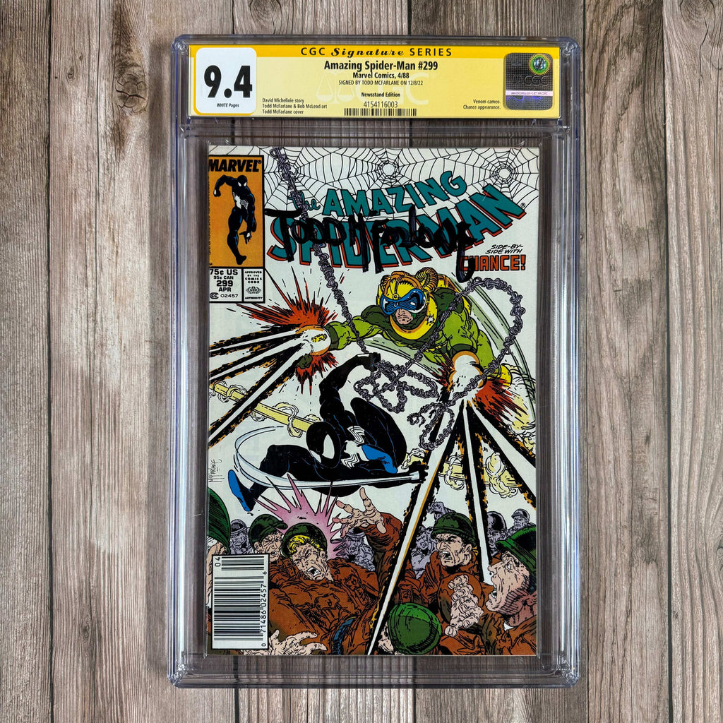 Bry's Comics Amazing Spider-Man #299 CGC 9.4 WP SS Signed by Todd McFarlane Newsstand Edition 2nd cameo appearance of Venom, NEWSSTAND EDITION (cert:6003)