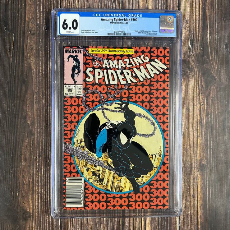 Bry's Comics Amazing Spider-Man #300 CGC 6.0 WP ICONIC Cover by Todd McFarlane, 1st full appearance of Venom, NEWSSTAND EDITION