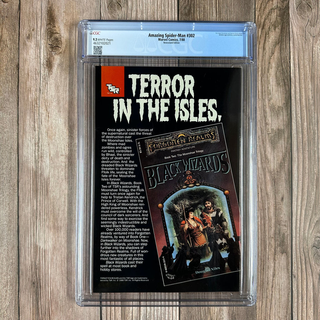Bry's Comics Amazing Spider-Man #302 CGC 9.2 WP Cover Art by Todd McFarlane, NEWSSTAND EDITION
