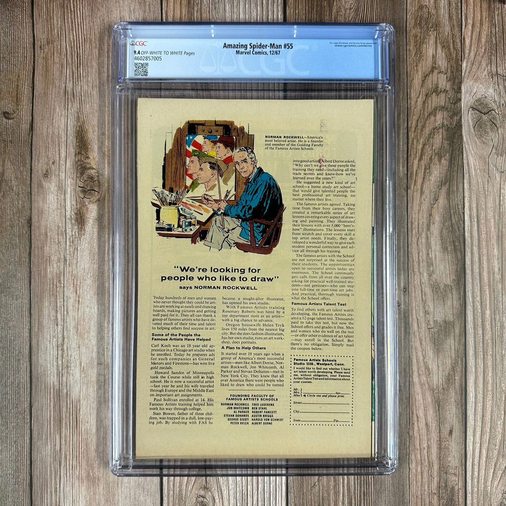 Bry's Comics Amazing Spider-Man #55 CGC 9.4 ICONIC cover art by John Romita Sr.