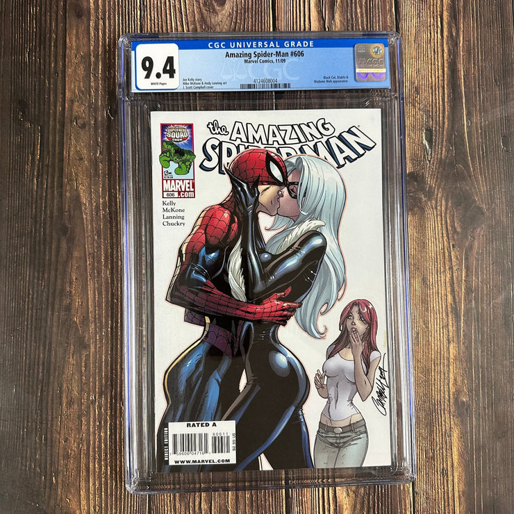 Bry's Comics Amazing Spider-Man #606 CGC 9.4 Cover art by J. Scott Campbell featuring The Black Cat