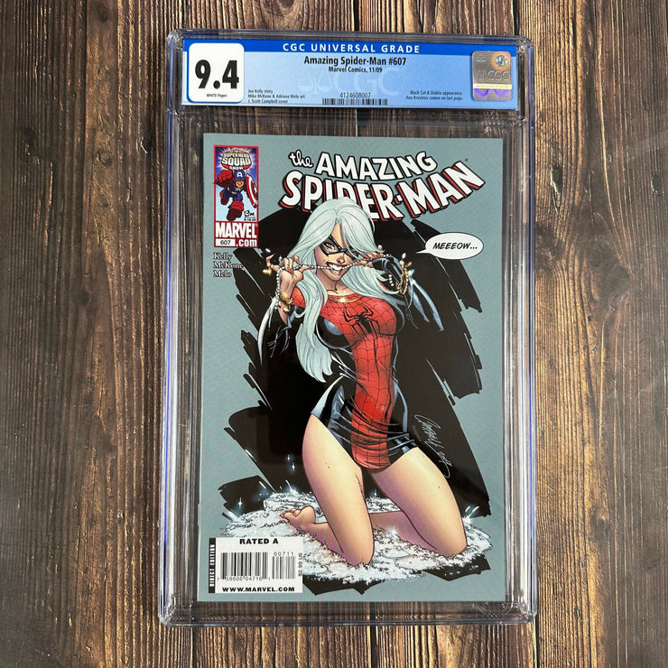 Bry's Comics Amazing Spider-Man #607 CGC 9.4 Cover art by J. Scott Campbell featuring The Black Cat (Copy)