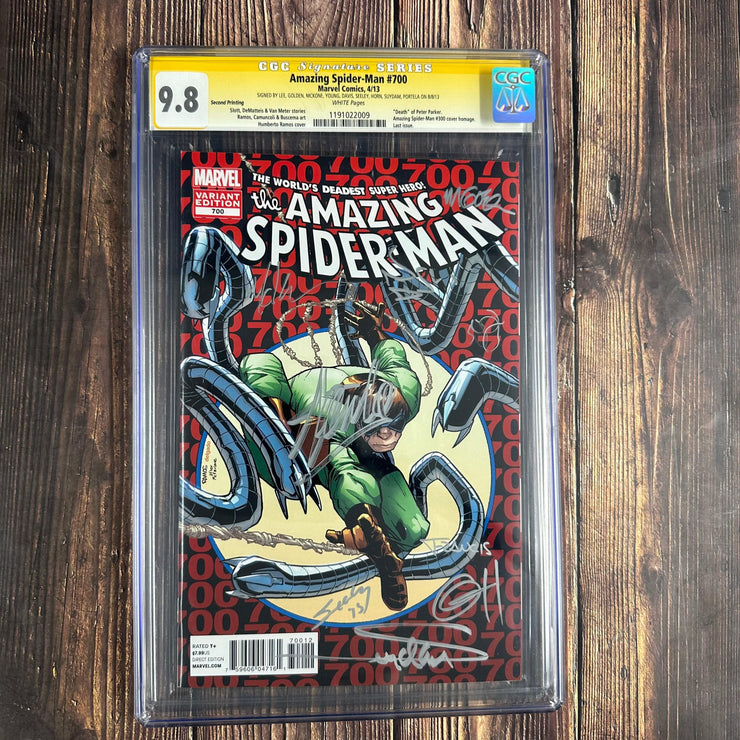 Bry's Comics Amazing Spider-Man #700 CGC 9.8 WP SS Signed x 9,  2nd Print Cover by Humberto Ramos Doc Ock makes the choice to become 'Superior Spider-Man'