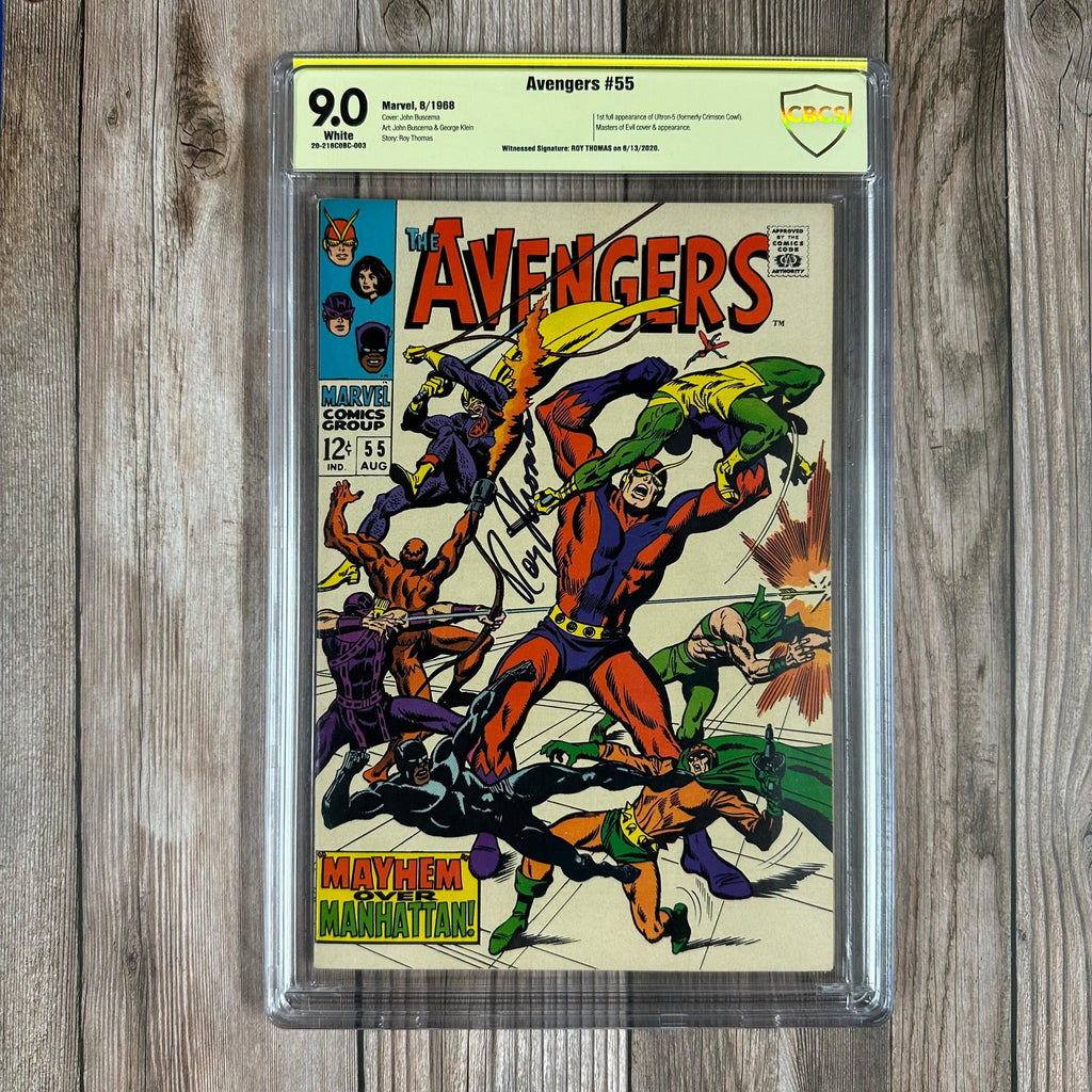 Bry's Comics Avengers #55 CBCS 9.0 WP Witnessed Signature of Roy Thomas, 1st full appearance of Ultron, 3rd appearance of Dane Whitman as Black Knight, COMIC LINK(cert:0003)