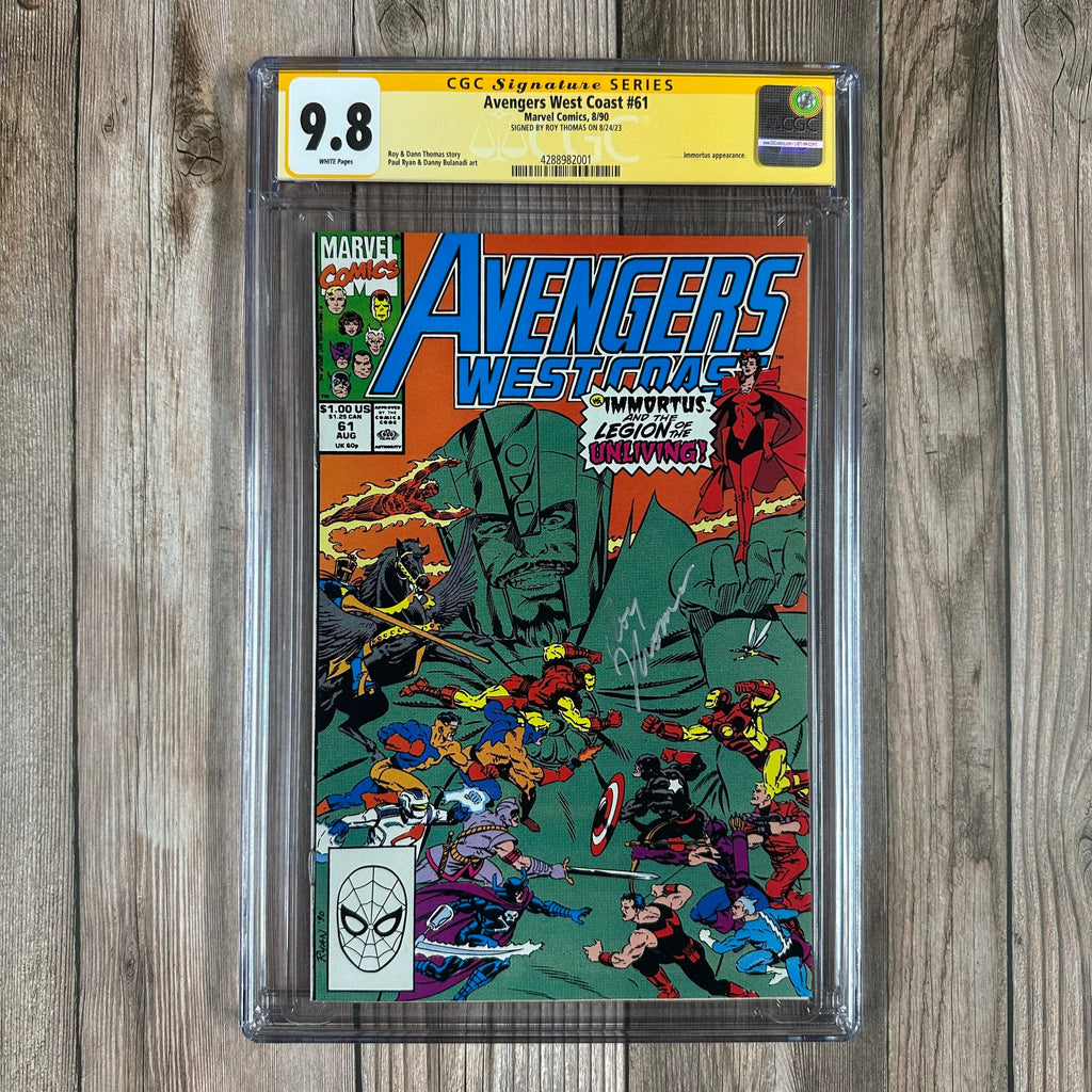 Bry's Comics Avengers West Coast #61 CGC 9.8 WP SS Signed by Roy Thomas Scarlet Witch revealed as a Nexus Being, Origin of Immortus (cert:2001)