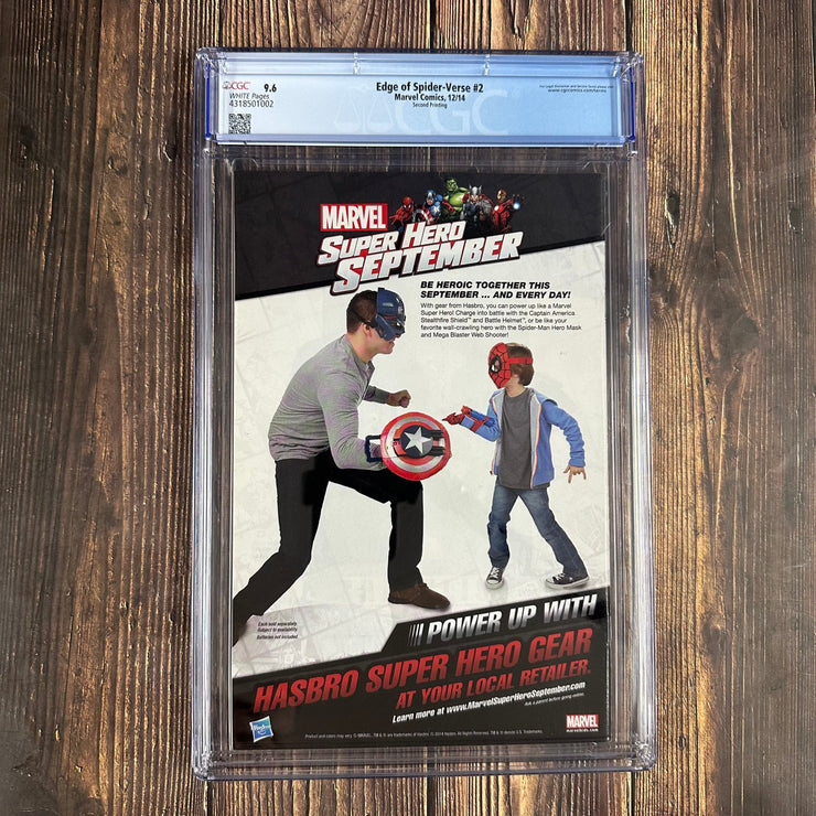 Bry's Comics *B0X02 Edge of Spider-Verse #2 CGC 9.6 WP 2nd Printing, 1st appearance of Spider-Gwen, 1st appearance of Em Jay Watson (Earth-65), 1st team appearance of the Mary Janes (cert 8002)