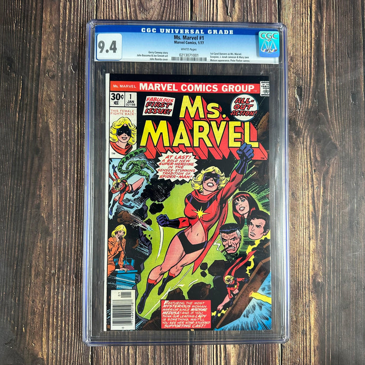 Bry's Comics *B0X03 Ms. Marvel #1 CGC 9.4 WP Cover Art by John Romita Sr., 1st appearance of Carol Danvers as Ms. Marvel