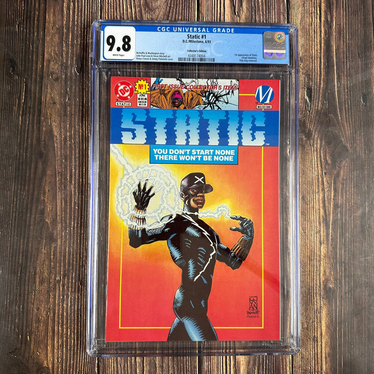 Bry's Comics *B0X03 Static #1 CGC 9.8 WP Collector's Edition, Cover Art by Denys Cowan, 1st appearance of Static Shock and Hotstreak