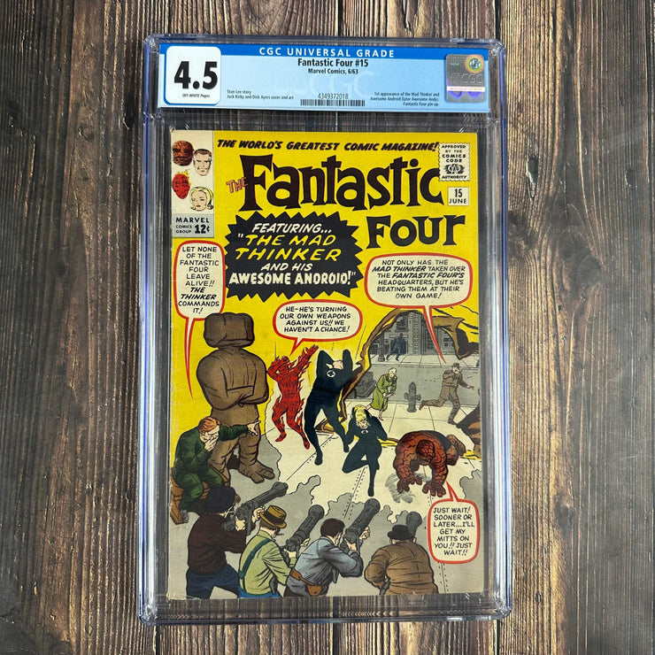 Bry's Comics *B0X04 Fantastic Four #15 CGC 4.5 Cover Art by Jack Kirby, 1st appearance of the Mad Thinker and the Awesome Android