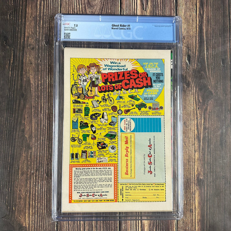 Bry's Comics *B0X04 Ghost Rider #1 CGC 7.5 WP ICONIC Cover Art by Gil Kane & Joe Sinnott, 1st solo titled series featuring Ghost Rider, 1st cameo appearance of Daimon Hellstrom