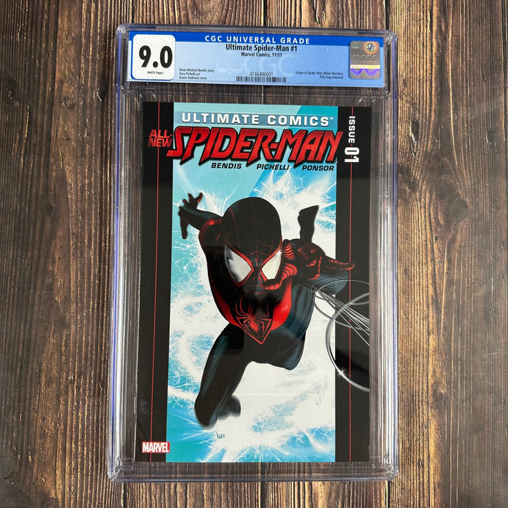 Bry's Comics *B0X04 Ultimate Comics Spider-Man #1 CGC 9.0 WP Cover Art by Kaare Andrews, 2nd appearance of Miles Morales, 1st appearance of Ultimate Prowler, Conrad Marcus, and Miles’ parents