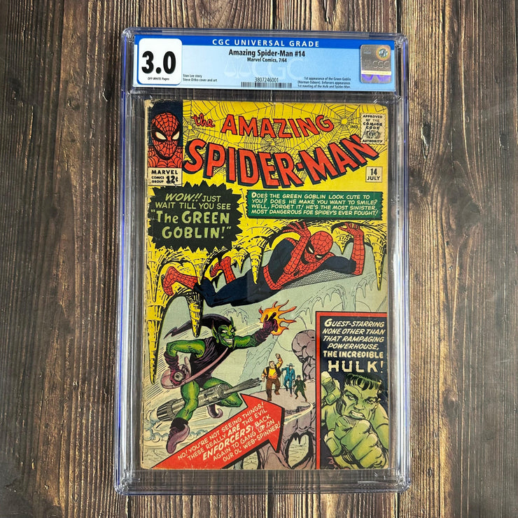 Bry's Comics *B0X05 Amazing Spider-Man #14 CGC 3.0 CLASSIC Cover Art by Steve Ditko, 1st appearance of the Green Goblin, 1st battle of Spider-Man versus the Hulk