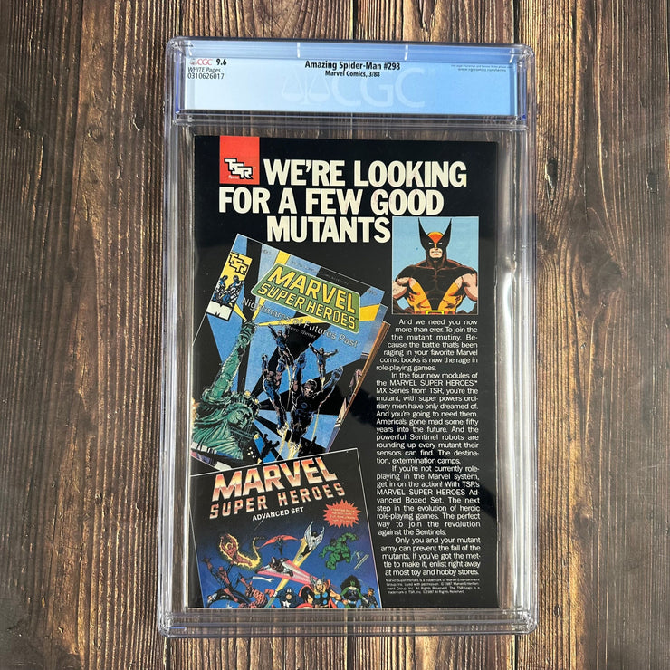 Bry's Comics *B0X05 Amazing Spider-Man #298 CGC 9.6 WP  Cover Art by Todd McFarlane, 1st cameo appearance of Venom, 1st team appearance of the Life Foundation, 1st appearance of Carlton Drake