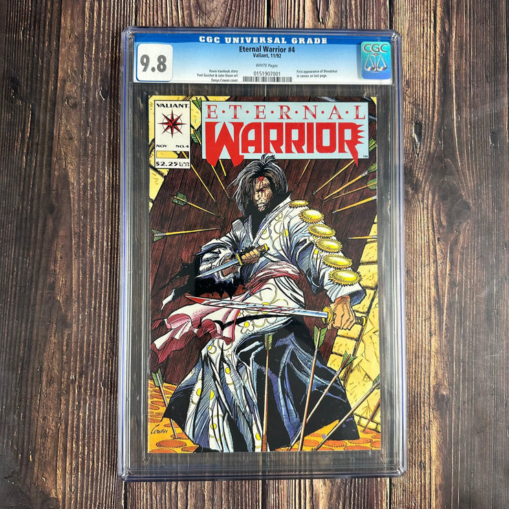 Bry's Comics *B0X05 Eternal Warrior #4 CGC 9.8 WP AWESOME Cover Art by Denys Cowan, 1st cameo appearance of Bloodshot, 1st appearance of the Immortal Enemy