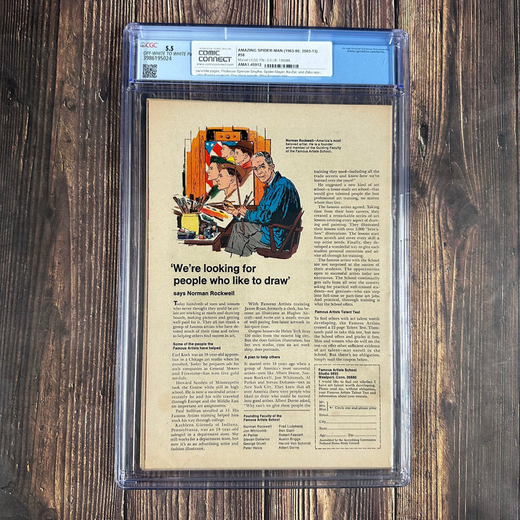 Bry's Comics *B0X06 Amazing Spider-Man #58 CGC 5.5 Cover Art by John Romita Sr.
