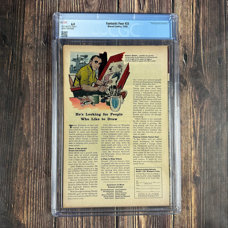Bry's Comics *B0X06 Fantastic Four #33 CGC 6.0 Cover Art by Jack Kirby, 1st appearance of Attuma