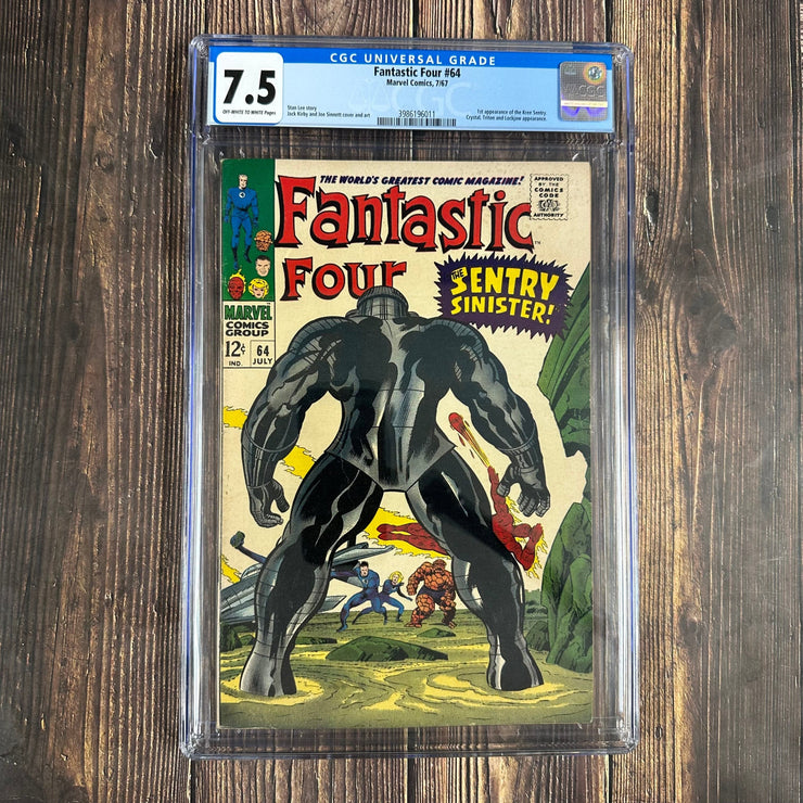 Bry's Comics *B0X06 Fantastic Four #64 CGC 7.5 Cover Art by Jack Kirby, 1st appearance of Kree Intergalactic Sentry 459, 1st mention of the Kree alien race