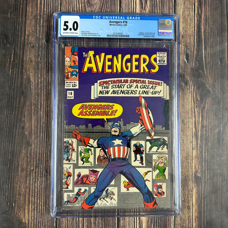 Bry's Comics *B0X07 Avengers #16 CGC 5.0 Cover Art by Jack Kirby, Hawkeye, Scarlet Witch & Quicksilver join the Avengers, Iron Man leaves the team, 3rd appearance of Kang