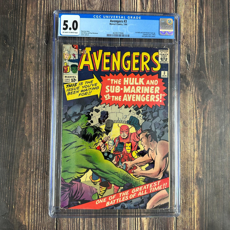 Bry's Comics *B0X07 Avengers #3 CGC 5.5 Cover Art by Jack Kirby, Classic battle of the Avengers vs the Hulk and Sub-Mariner