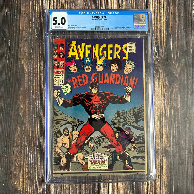 Bry's Comics *B0X07 Avengers #43 CGC 5.0 Cover Art by John Buscema, 1st appearance of the Red Guardian, Alexi Shostakov—husband of Natasha Romanova, the Black Widow