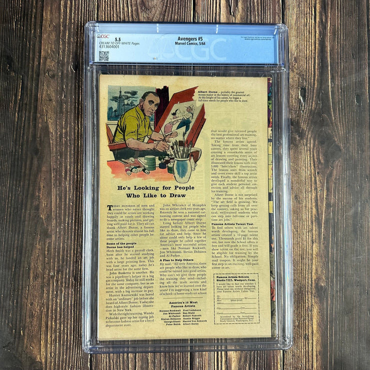 Bry's Comics *B0X07 Avengers #5 CGC 5.5 Cover Art by Jack Kirby, 1st team appearance of the Lava Men