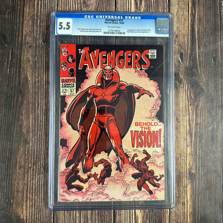 Bry's Comics *B0X07 Avengers #57 CGC 5.5 CLASSIC Cover Art by John Buscema, 1st appearance of Vision, 2nd appearance of Ultron