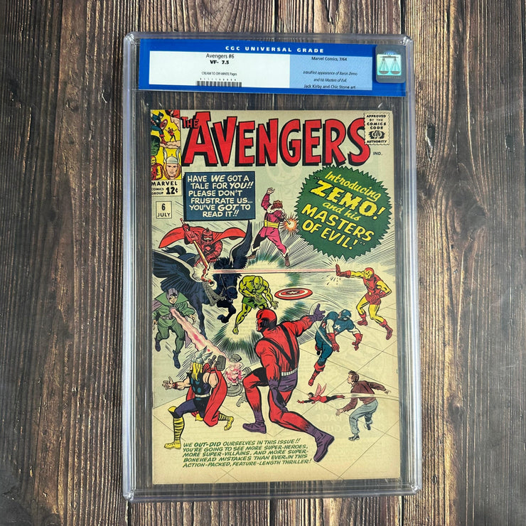 Bry's Comics *B0X07 Avengers #6 CGC 7.5 Old CGC Case, Cover Art by Jack Kirby, 1st full appearance of Baron Heinrich Zemo, 1st team appearance of the Masters of Evil