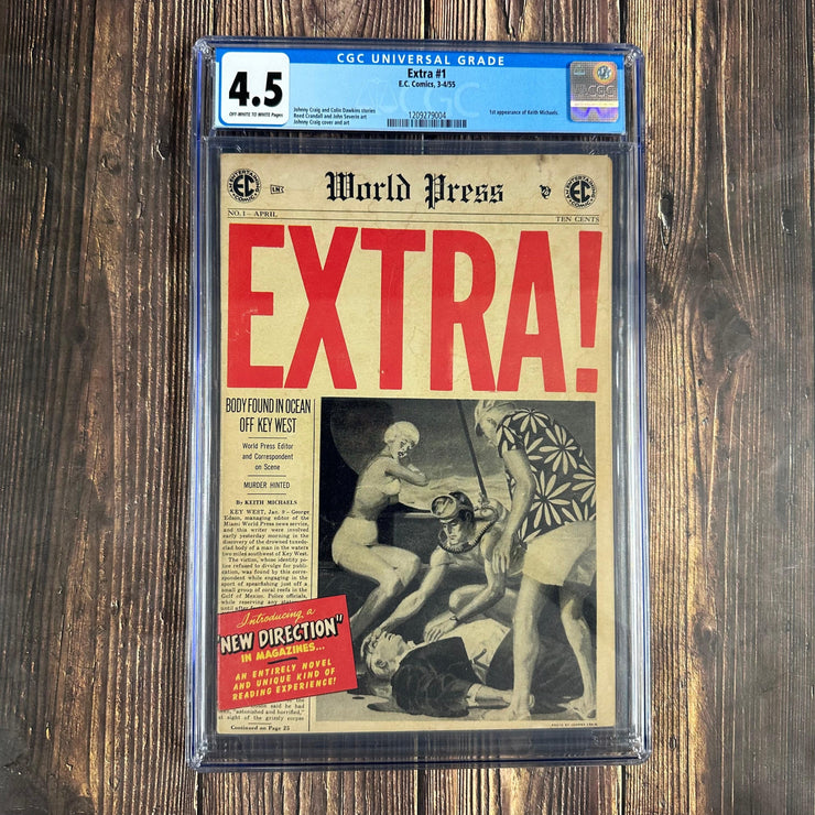 Bry's Comics *B0X07 Extra! #1 CGC 4.5 Cover Art by Johnny Craig, 1st appearance of Keith Michaels