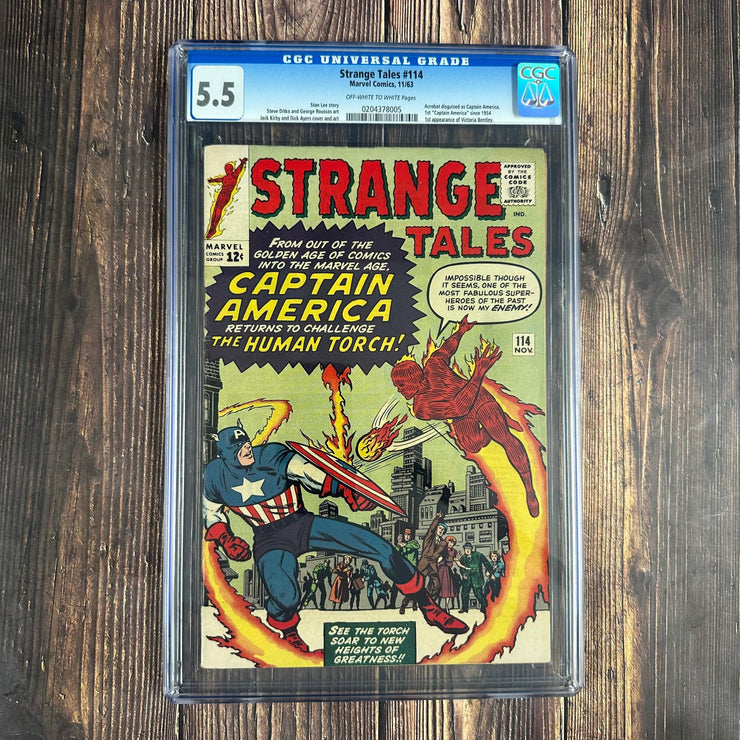 Bry's Comics *B0X07 Strange Tales #114 CGC 5.5 1st Unofficial Appearance of Captain America in the Silver Age, 1st appearance of Victoria Bentley, 3rd appearance of Doctor Strange, 2nd appearance of Baron Mordo