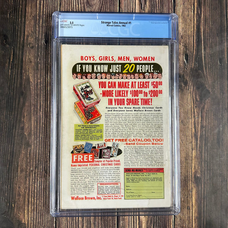 Bry's Comics *B0X07 Strange Tales Annual #1 CGC 3.5 Cover Art by Jack Kirby, 1st annual format issue published by Marvel