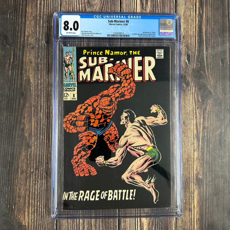 Bry's Comics *B0X07 Sub-Mariner #8 CGC 8.0 ICONIC Cover Art by John Buscema, 4th appearance of Vision