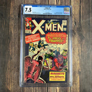 Bry's Comics *B0X07 Uncanny X-Men #5 CGC 7.5 Cover Art by Jack Kirby, Introduction of Asteroid M, 3rd appearance of Magneto, 2nd appearance of Scarlet Witch and Quicksilver, 2nd team appearance of the Brotherhood of Evil Mutants