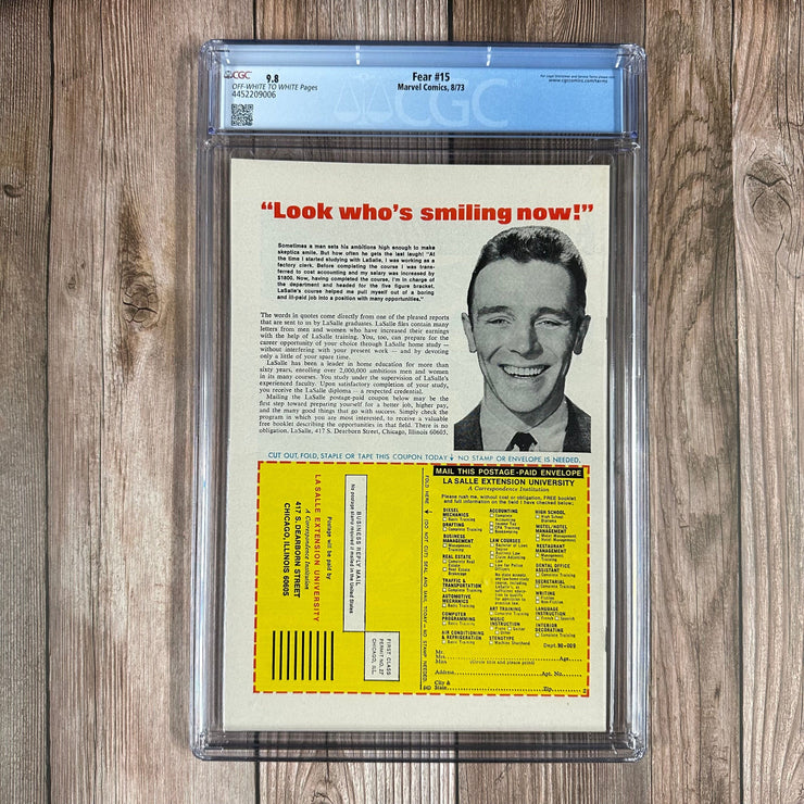 Bry's Comics *B0X08 Fear #15 CGC 9.8 Cover art by Frank Brunner