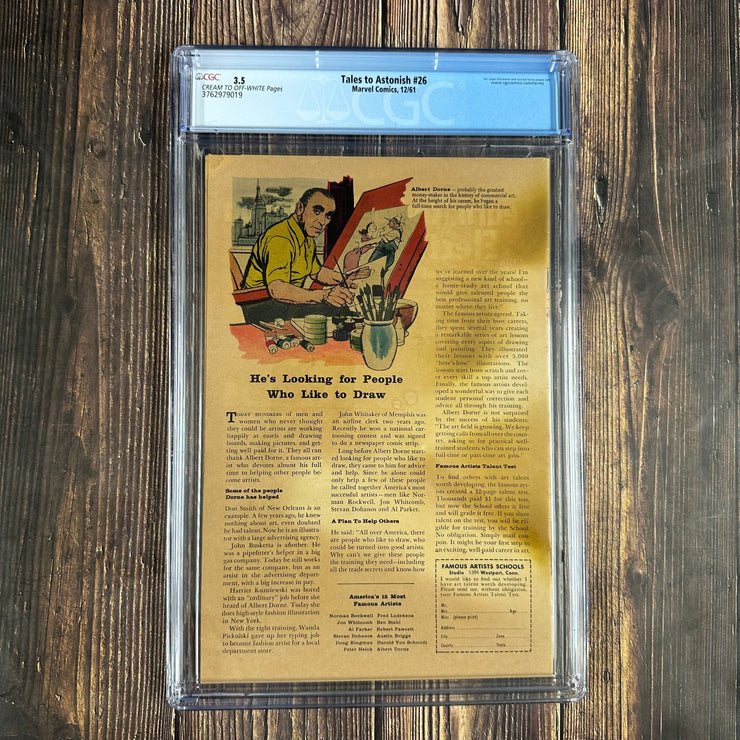 Bry's Comics *B0X08 Tales to Astonish #26 CGC 3.5 Cover Art by Jack Kirby, Classic early Marvel sci-fi storytelling (1961)