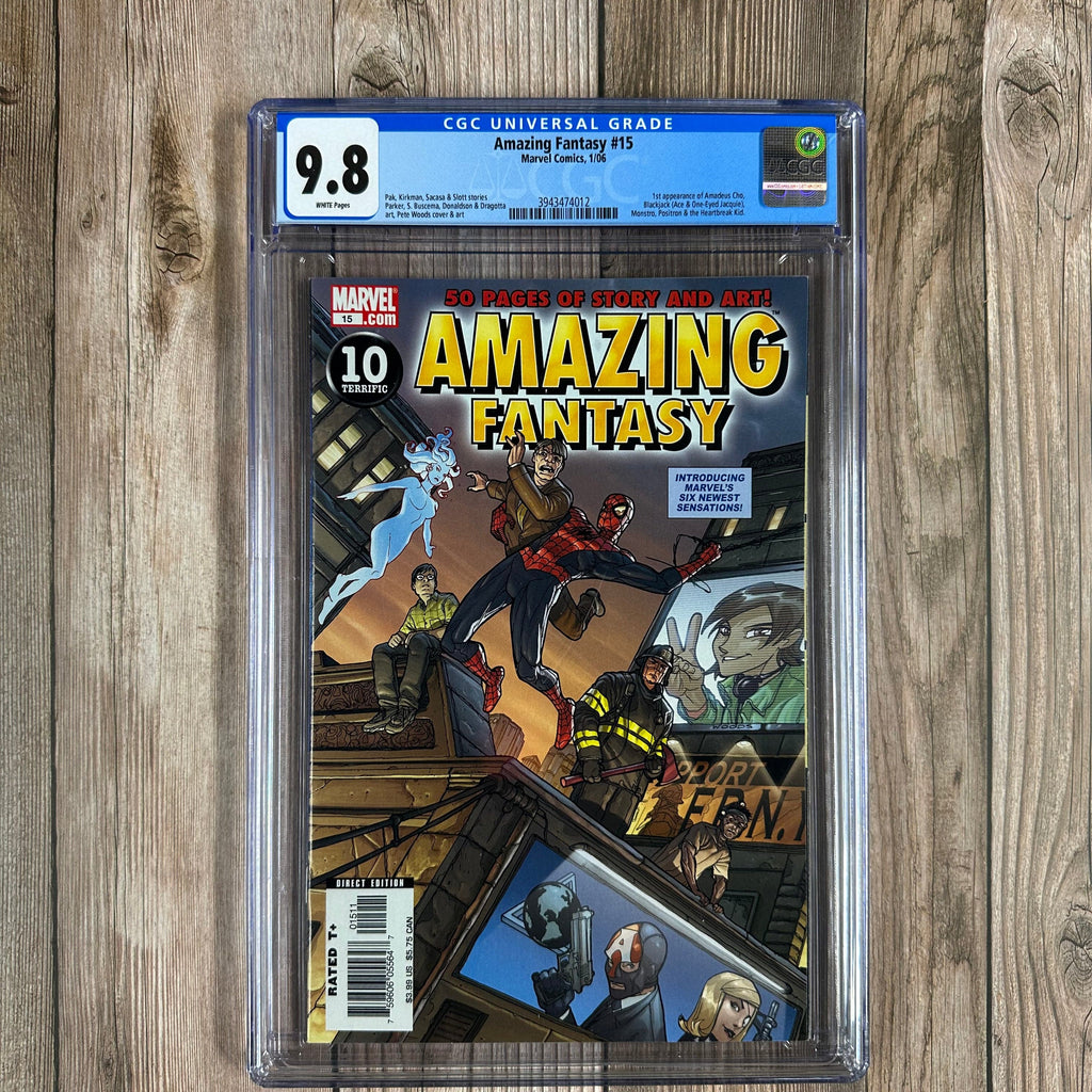 Bry's Comics *B0X1 Amazing Fantasy #15 CGC 9.8 WP 1st appearance of Amadeus Cho, Heartbreak Kid, Positron Monstro, One-Eyed Jacquie, and the Great Video