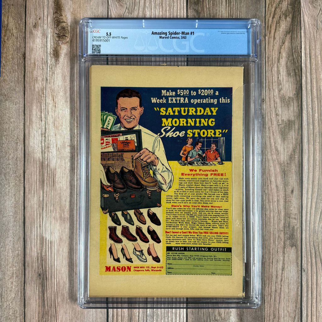 Bry's Comics *B0X1 Amazing Spider-Man #1 CGC 5.5 2nd appearance of Spider-Man, 1st appearance of J. Jonah Jameson, 1st meeting of Spider-Man and the Fantastic Four, 1st appearance of the Chameleon (Dmitri Smerdyakov)