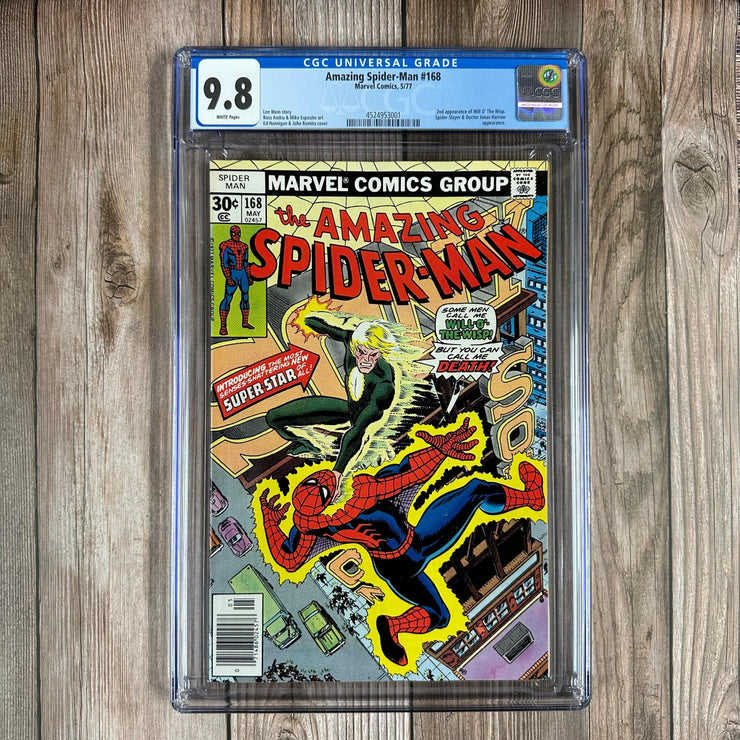 Bry's Comics *B0X1 Amazing Spider-Man #168 CGC 9.8 WP Cover by Ed Hannigan, 2nd appearance of Will 0‘ The Wisp.