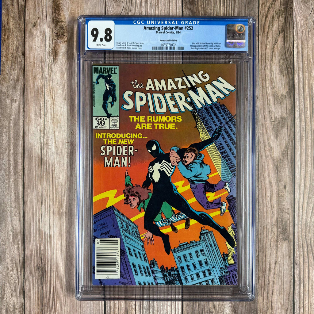 Bry's Comics *B0X1 Amazing Spider-Man #252 CGC 9.8 WP 1st appearance of Spider-Man's black costume (tie with Marvel Team-Up #141) NEWSSTAND EDITION