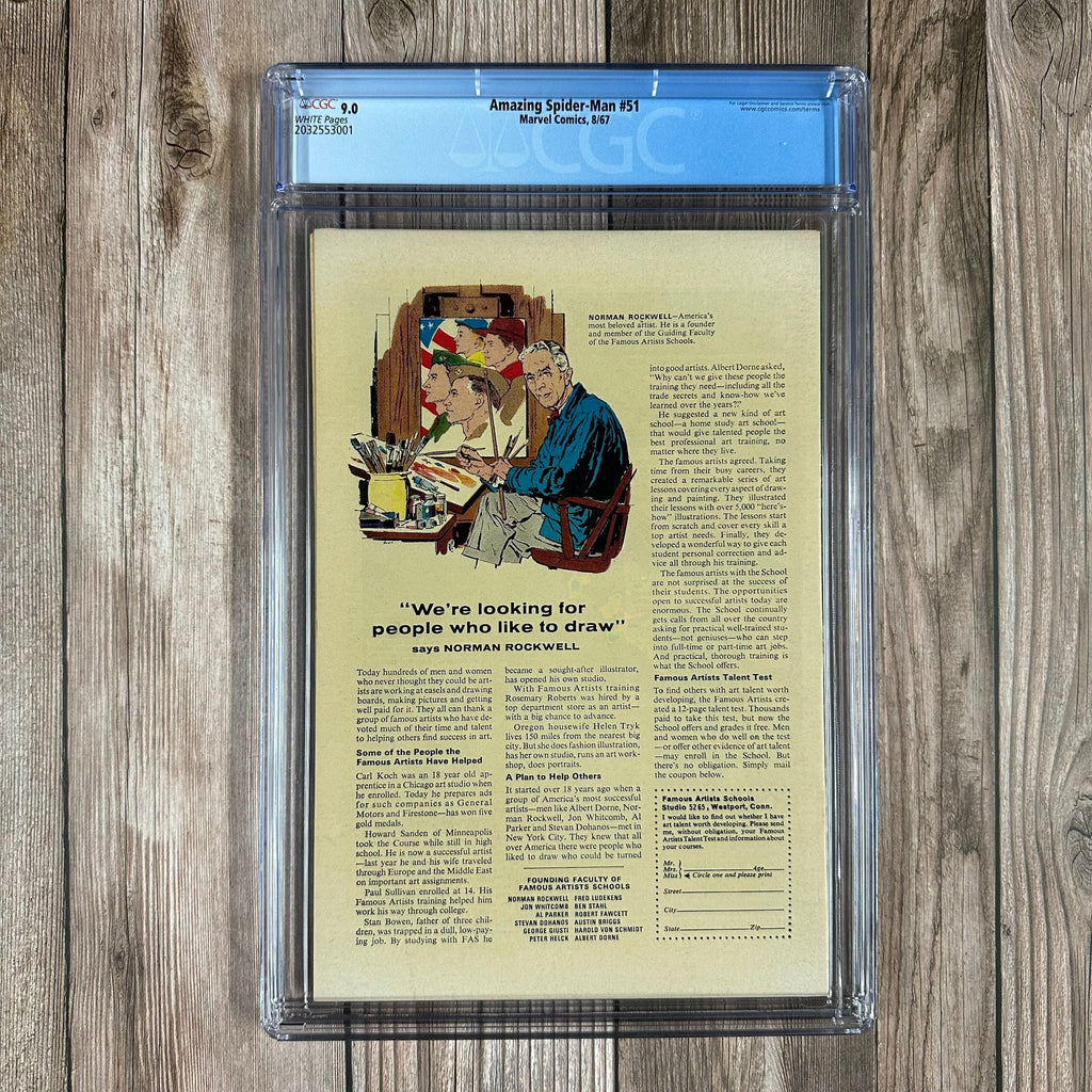 Bry's Comics *B0X1 Amazing Spider-Man #51 CGC 9.0 WP 1st appearance of Robbie Robertson, 2nd full appearance and 1st cover of Kingpin