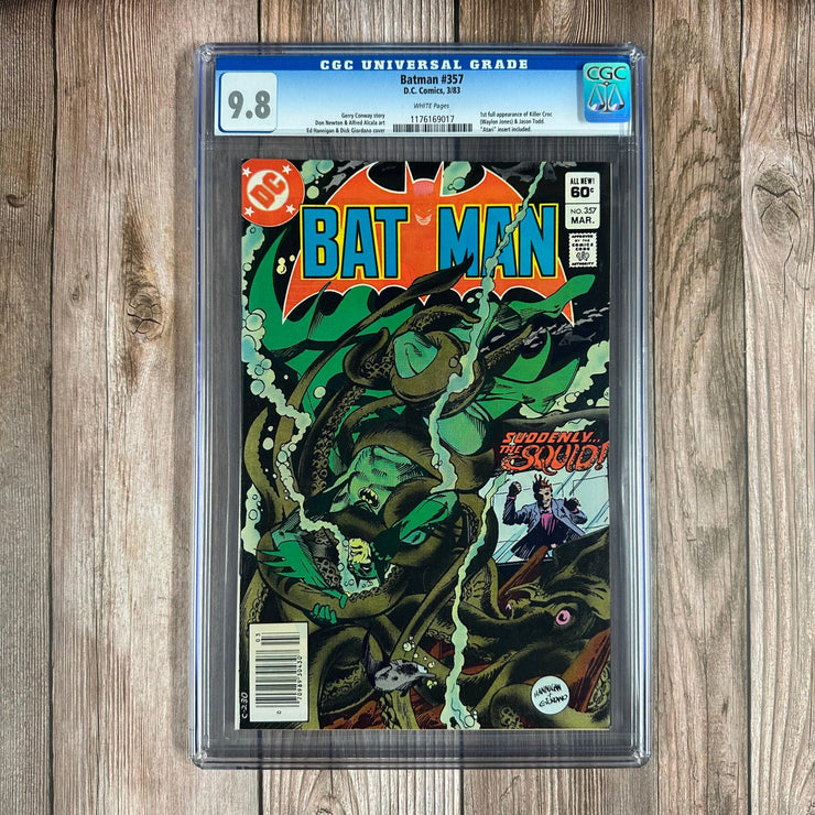 Bry's Comics * B0X1 Batman #357 CGC 9.8 WP 1st full appearance of Killer Croc & Jason Todd (cameo), 2nd cameo appearance of Killer Croc, NEWSSTAND EDITION