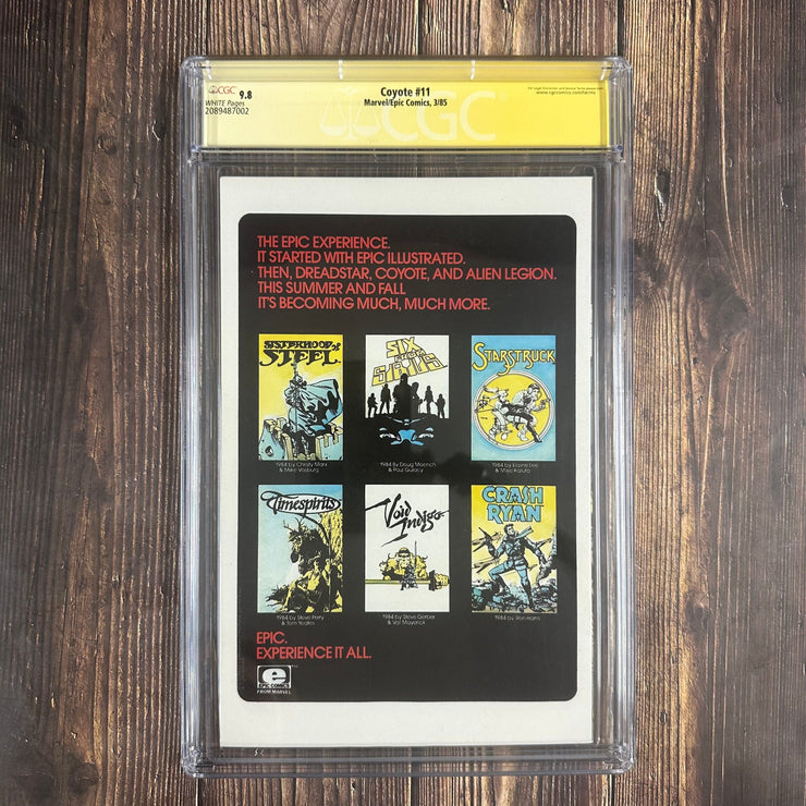 Bry's Comics *B0X1 Coyote #11 CGC 9.8 WP SS Signed by Todd McFarlane, Cover Art by Chas Truog, 1st Todd McFarlane published artwork, Origin of Slash