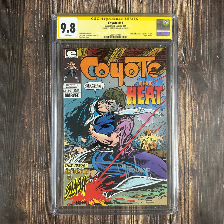 Bry's Comics *B0X1 Coyote #11 CGC 9.8 WP SS Signed by Todd McFarlane, Cover Art by Chas Truog, 1st Todd McFarlane published artwork, Origin of Slash